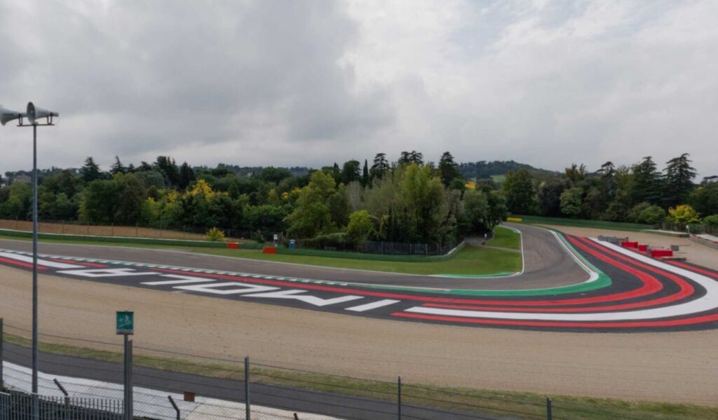 View from Acque Minerali 1 grandstands towards turn 13.