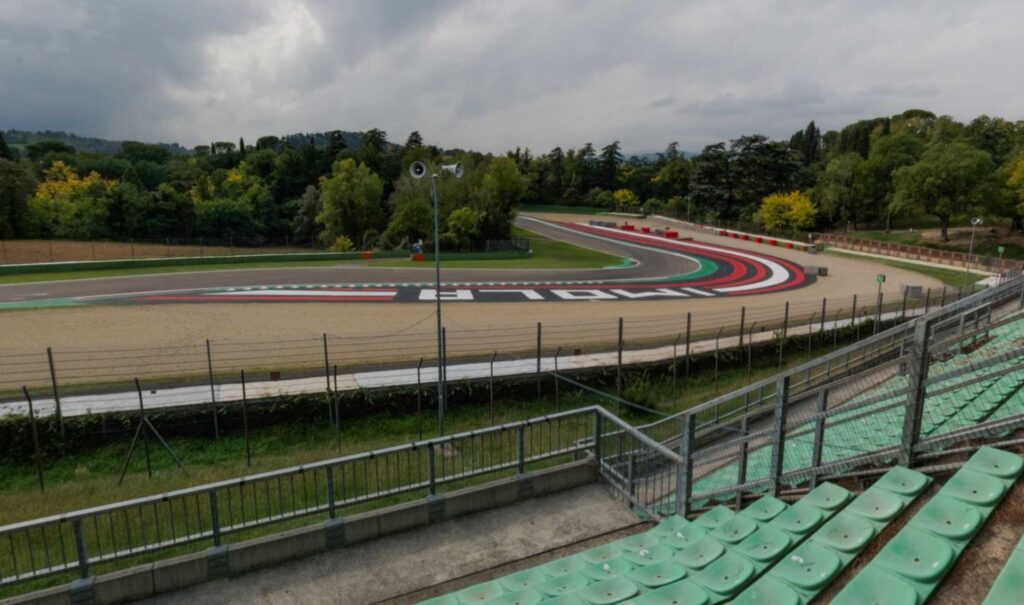 View from Acque Minerali 3 grandstands at the exit of turn 13.