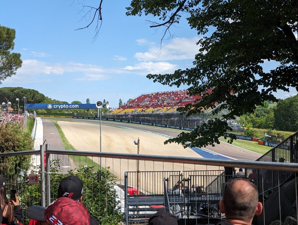 View from GA area near the Acque Minerali 4 grandstands towards turn 13.