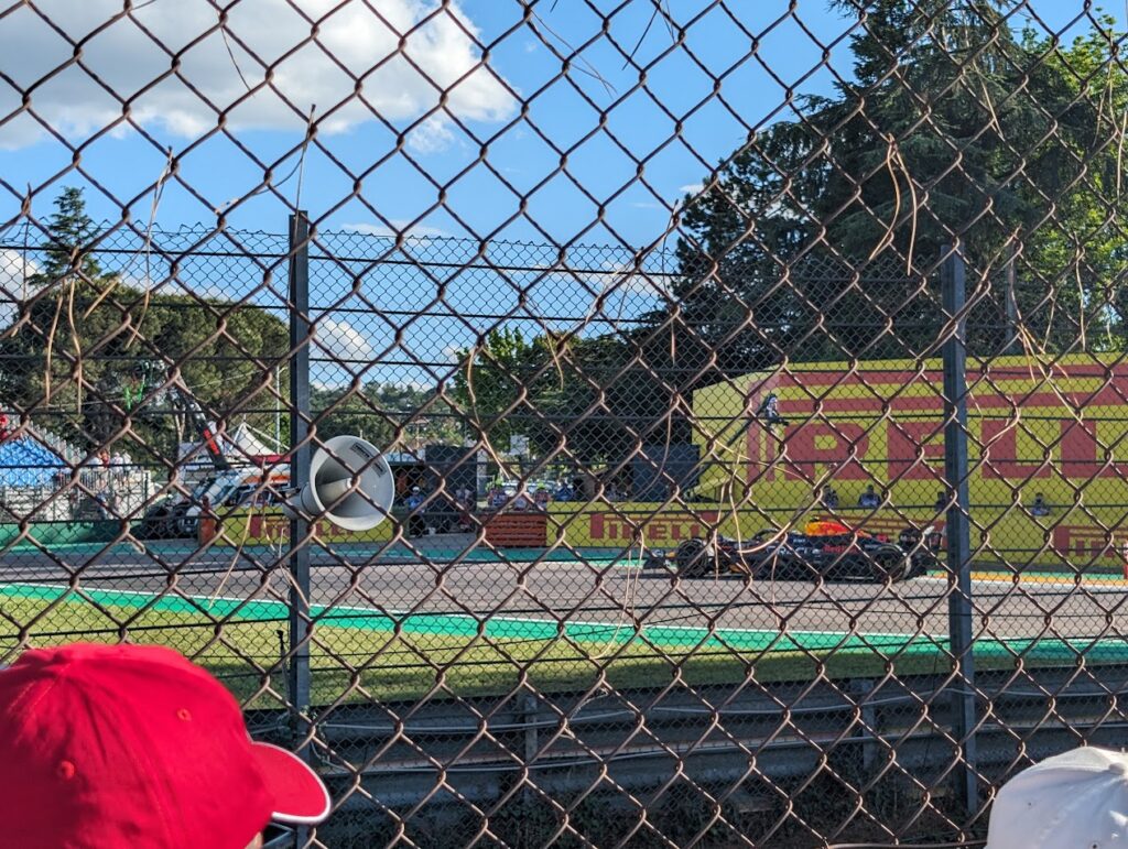 GA view across from the Gresini chicane as a Red Bull driver makes his way through.