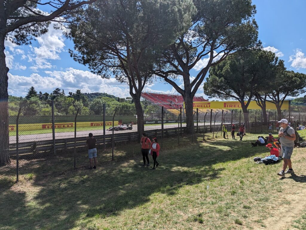 GA view of a driver exiting Acque Minerali at full speed towards Gresini.