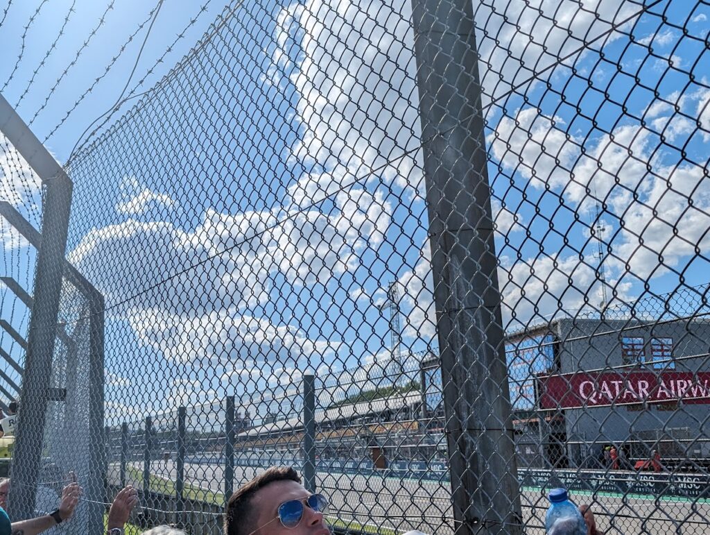 View towards the start/finish line from the GA area near the Rivazza 1 grandstands.