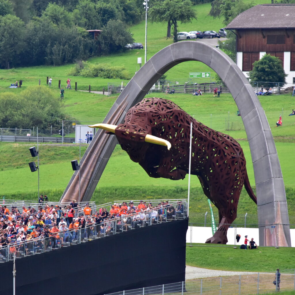 Red Bull Ring iconic bull under the arch.