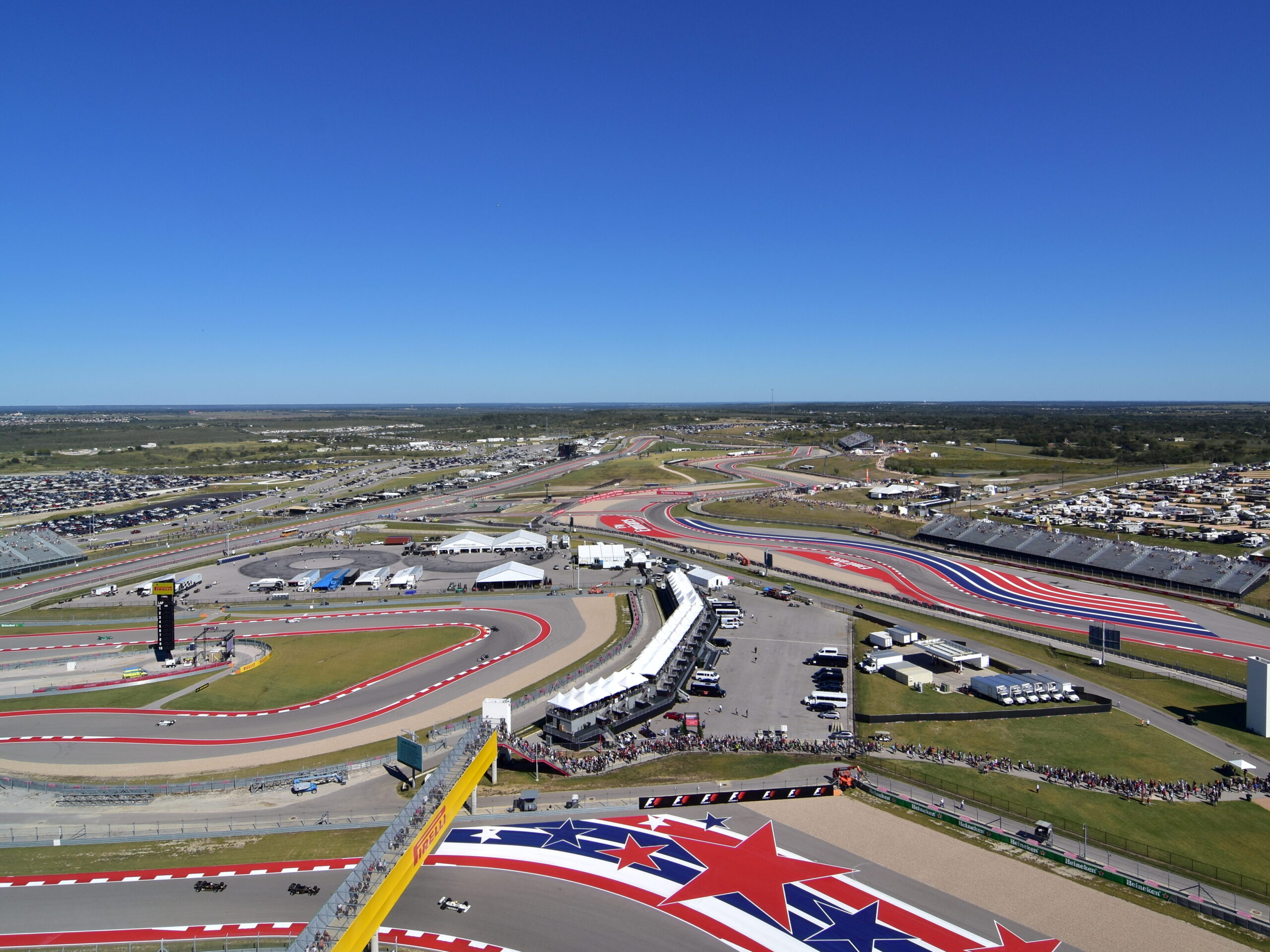 Elevated view of COTA circuit from the iconic tower.