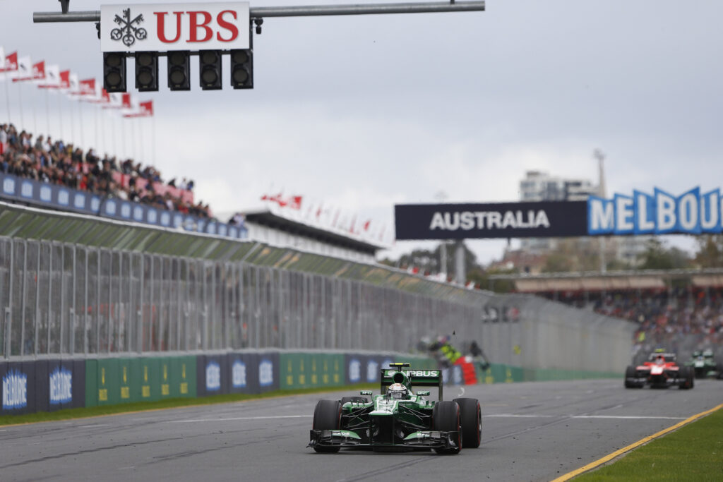 Giedo van der Garde on the main straight during the Australian GP 2013.