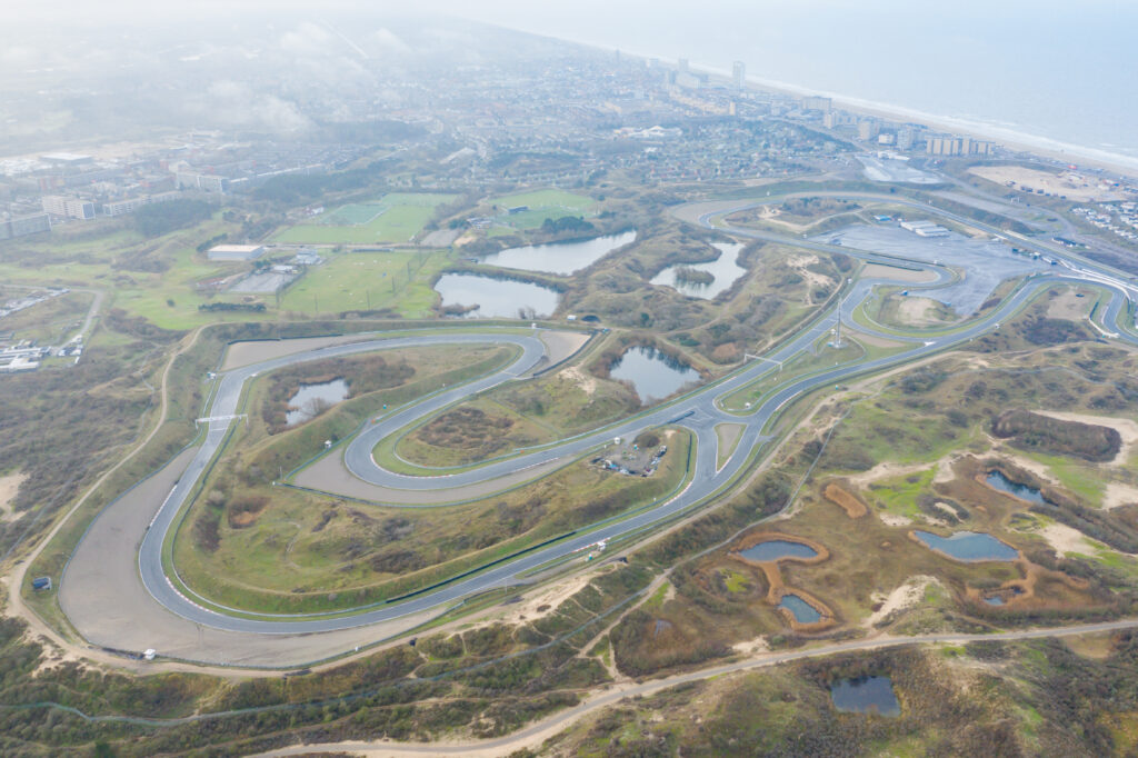 Full aerial view of Zandvoort circuit in the Netherlands.