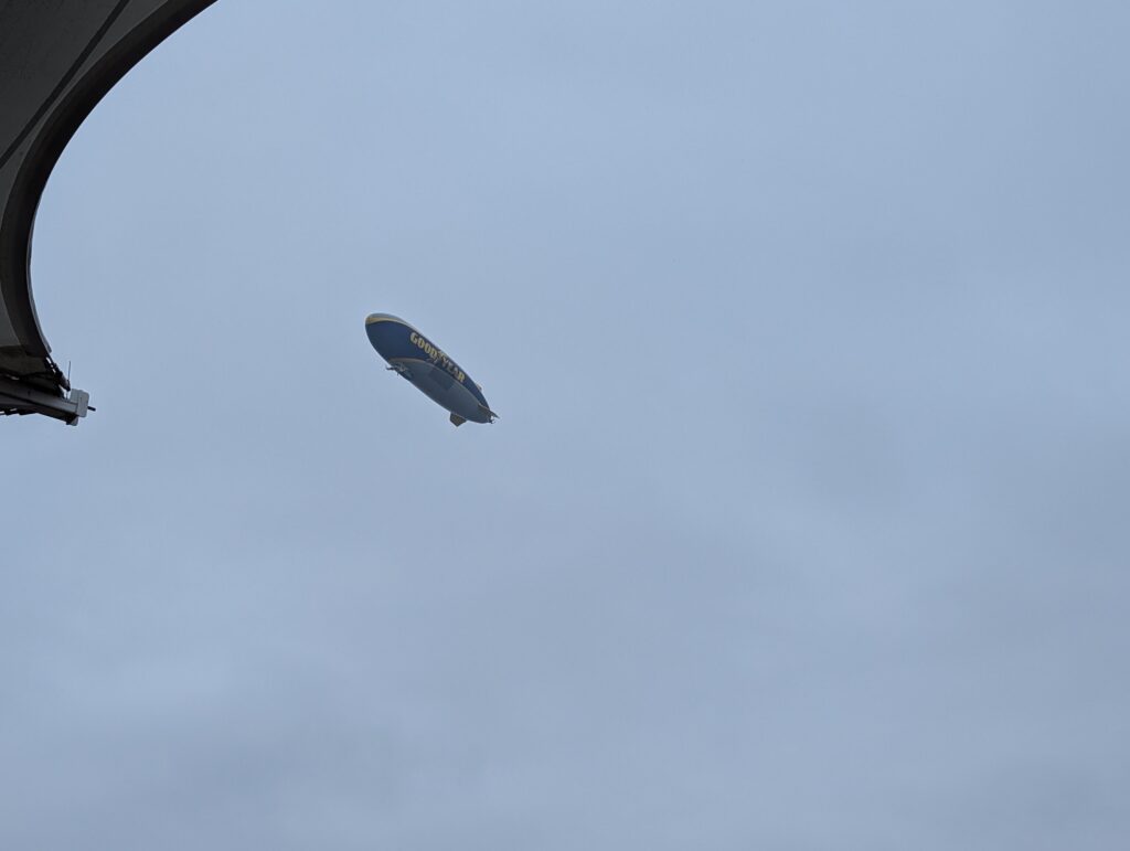 The Goodyear Blimp came to watch the race!