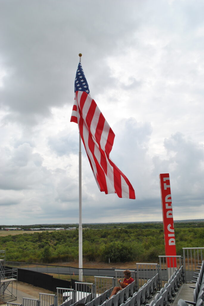American Flag at the highest point on the COTA track at the outside of T1 - Big Red.