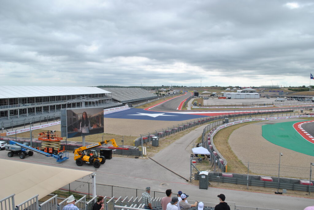 The T12 Grandstands as viewed from the left side of the T15 Grandstands.