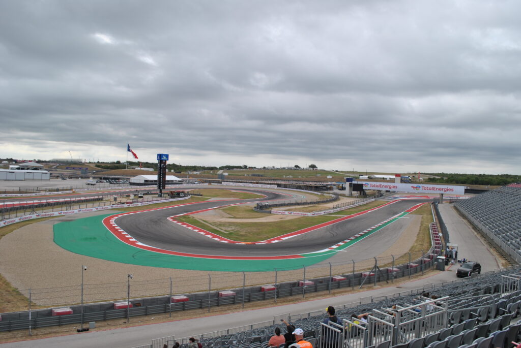 View of T13, T14, T15 and the entry to T16 under the bridge from the left-most side of the left T15 Grandstands.
