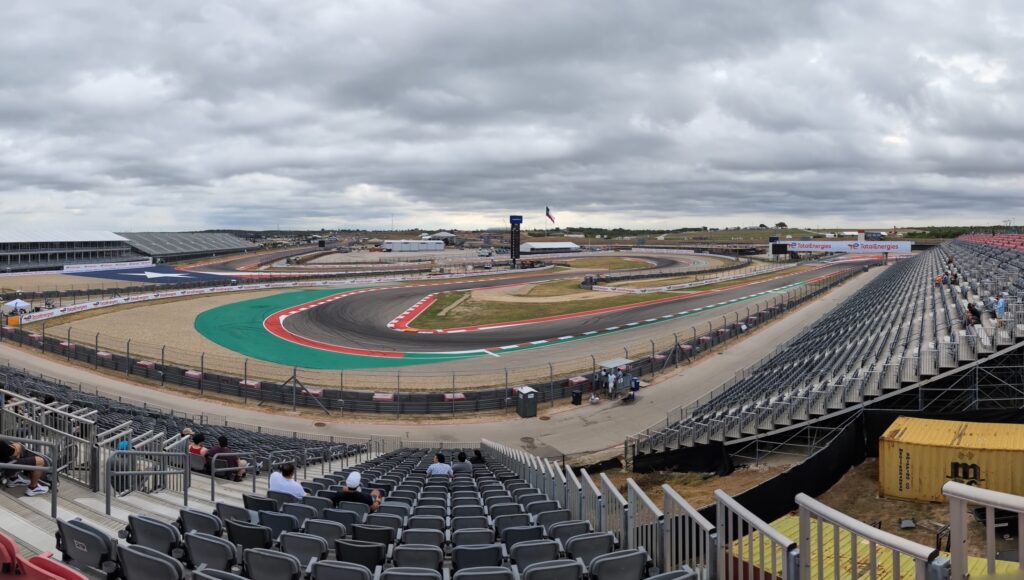 Panorma view from the top right side of the left T15 Grandstand.  The full "stadium" section is within view from this vantage point.